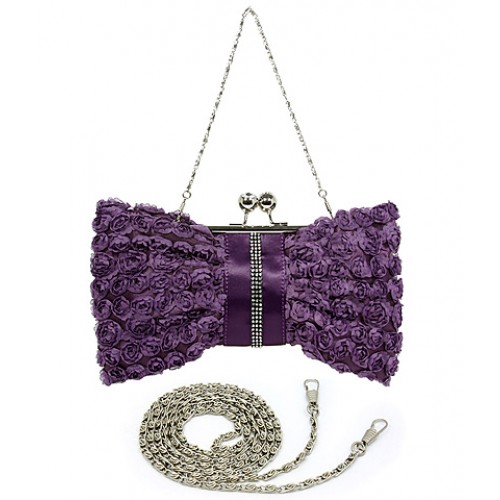 Evening Bag - Rosettes w/ Linear Beads – Purple – BG-639F-PL